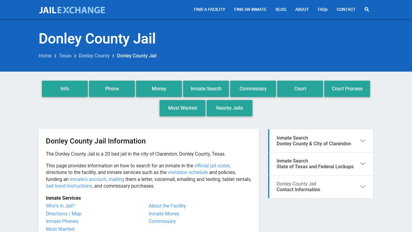 Donley County Jail, TX Inmate Search, Information